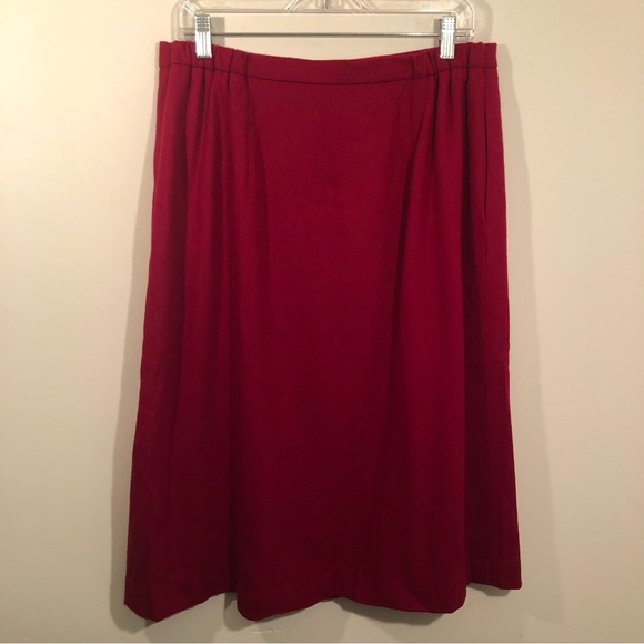Margaret Smith Wool Skirt Womens 16 Button Down with lining Red - Picture 2 of 10
